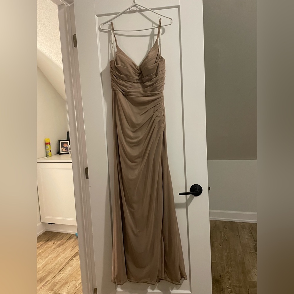 Taupe Azazie Bridesmaid dress